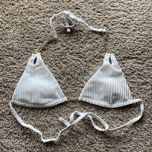 White Velvet and Gold Chain Bikini